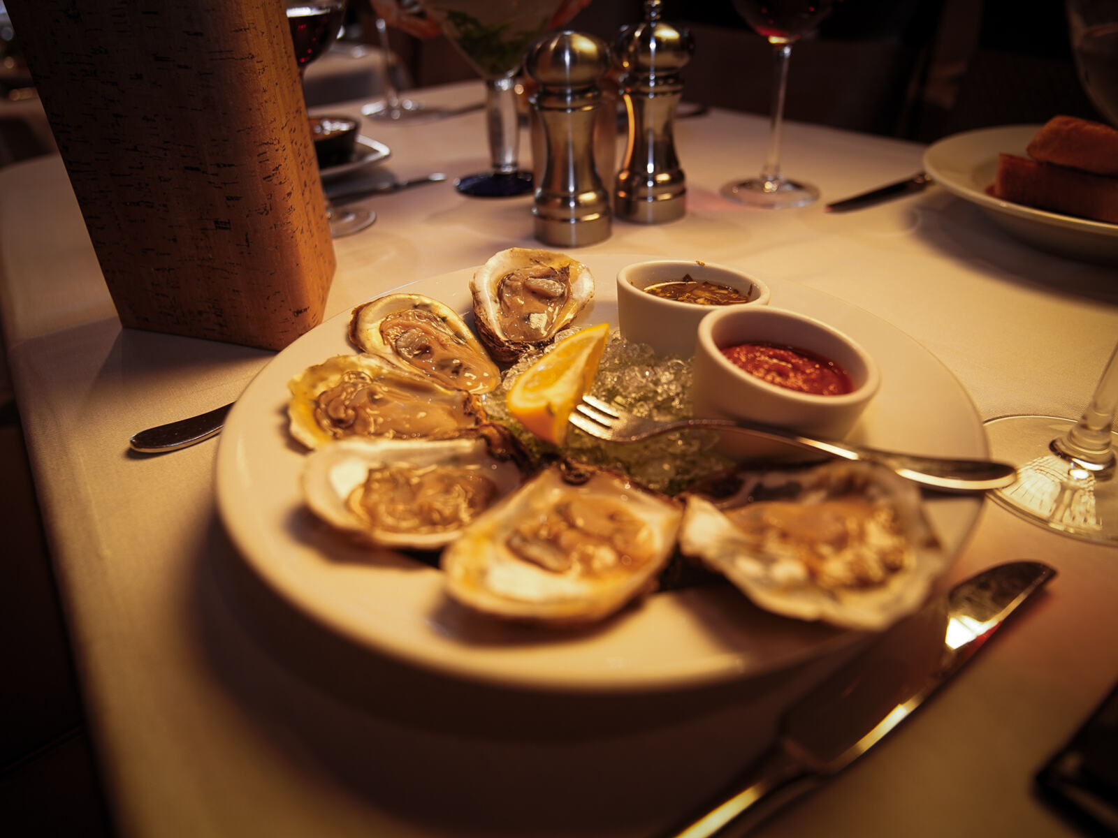 A platter of oysters on the half shell